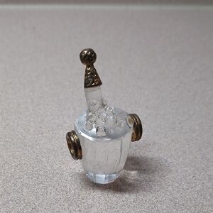 Miniature Crystal Ice Bucket with Gold Accents